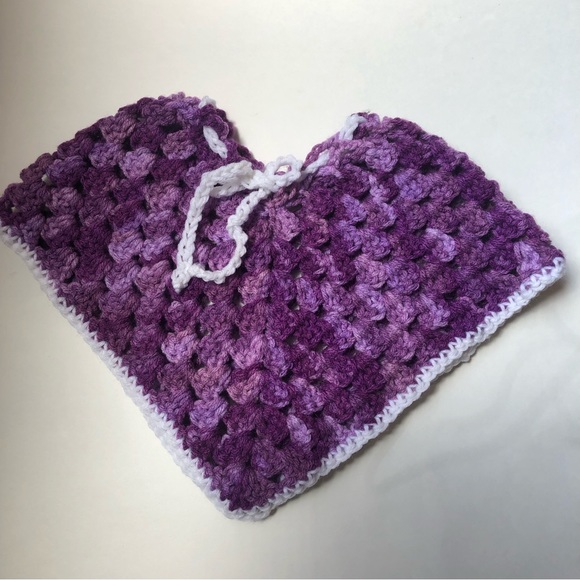Baby Poncho and Hat Set Shades of Purple Size 6-12M Ready To ship - Picture 5 of 5